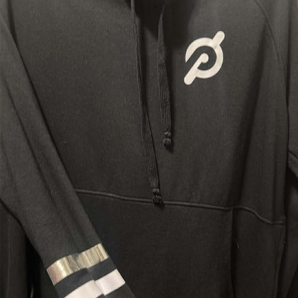 Peloton Black Hoodie with Silver Accents
